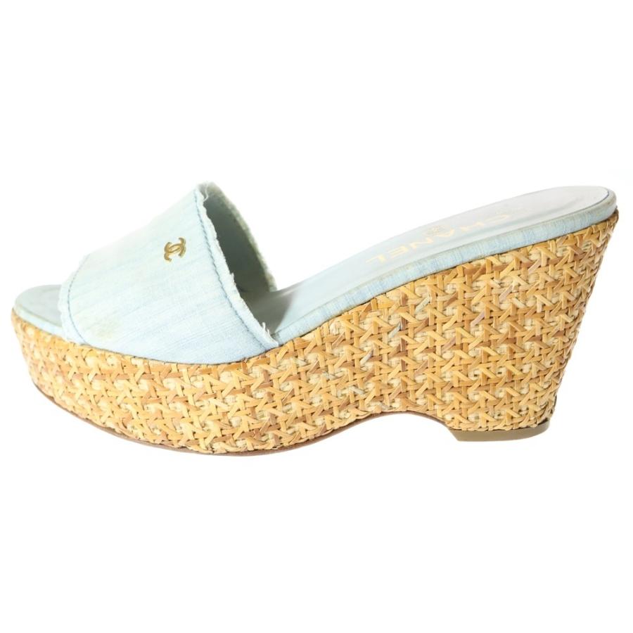 CHANEL（シャネル） ココマーク ウェッジソール デニム ヒールサンダル