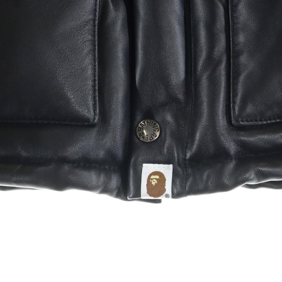 レア　初期　アベイシングエイプ　レザーパンツ　本革　牛革　Mサイズ　黒　ブラック A BATHING APE（アベイシングエイプ） Leather Classic Down Jacket