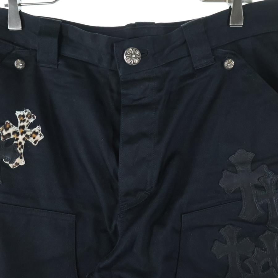 専用ページクロムハーツ レオパード切替 レザーデニム ワークジャケット ブラック CHROME HEARTS クロムハーツ レザージャケット レオパード | chromehearts