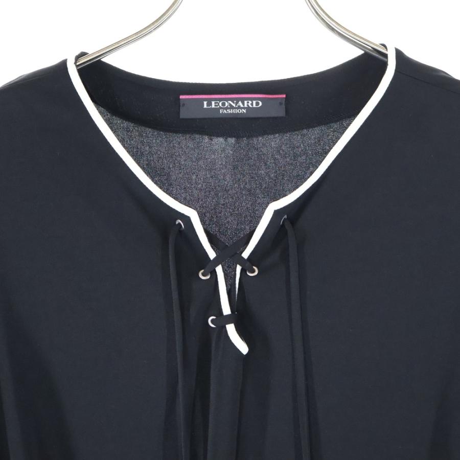 LEONARD（レオナール） 袖切替 ヘンリーネック 半袖 ワンピース