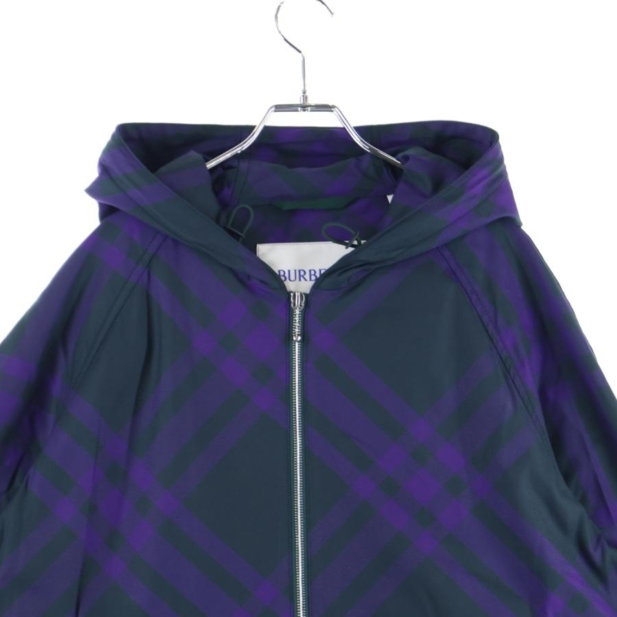 【中古】未使用品 バーバリー BURBERRY チェック フーデッド ジャケット ブルゾン パーカー ジップアップ 36 ◇11 BURBERRY（バーバリー） チェックパターン ナイロン フーデッド ジップ