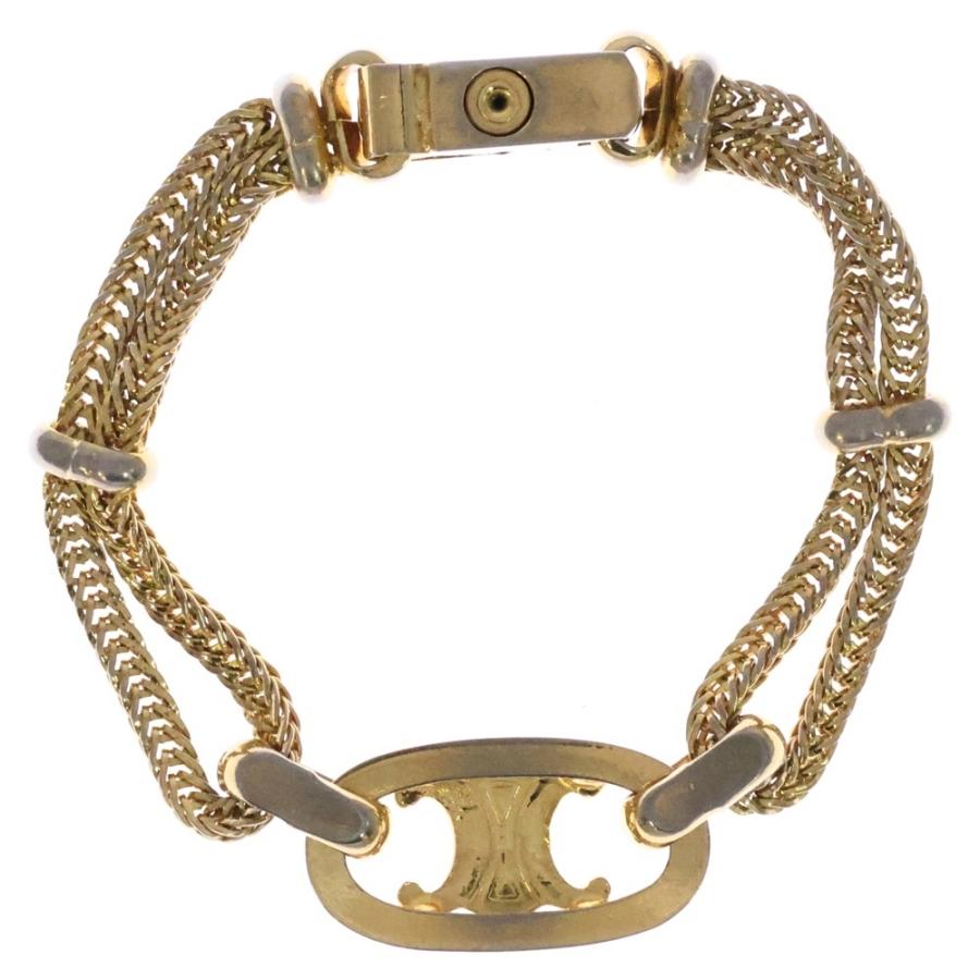 CELINE ゴールドブレスレット ポーチ付き CELINE（セリーヌ） ブラソン モチーフ付 チェーンブレスレット