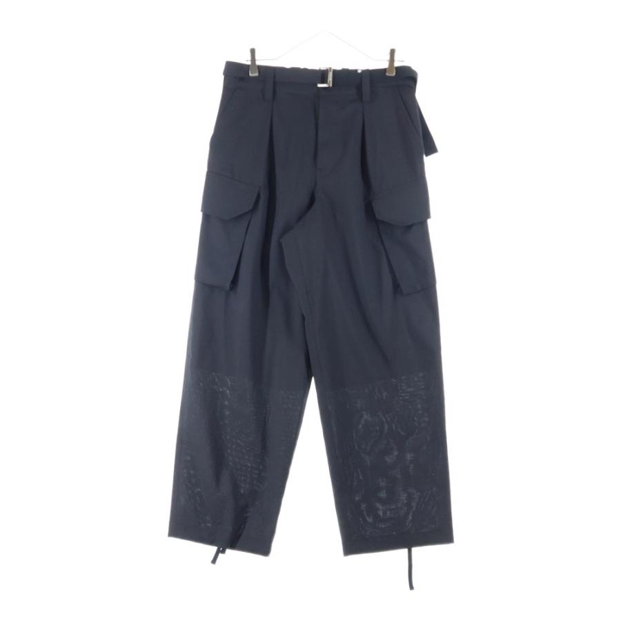 sacai（サカイ） 25SS ベルテッド ポリウール カーゴパンツ ブラック