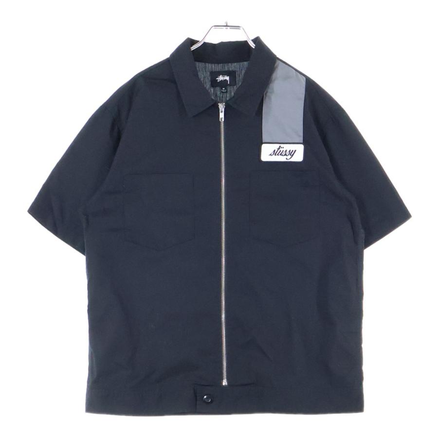 【新品未使用】 STUSSY ステューシー  ワークシャツ レディースM STUSSY（ステューシー） ZIP UP WORK SHIRT ジップアップ 半袖ワーク