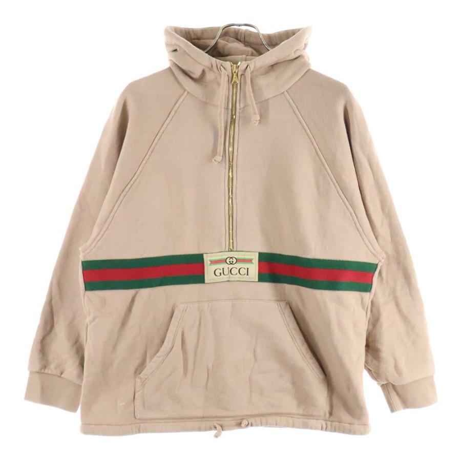 GUCCI（グッチ） ウェブ&GUCCI ラベル付き ハーフジップ プルオーバー