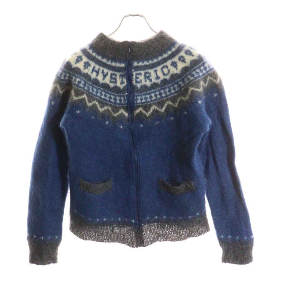 ⑥HystericGlamourノルディック柄 ウール黒モヘアセーターМカウチン