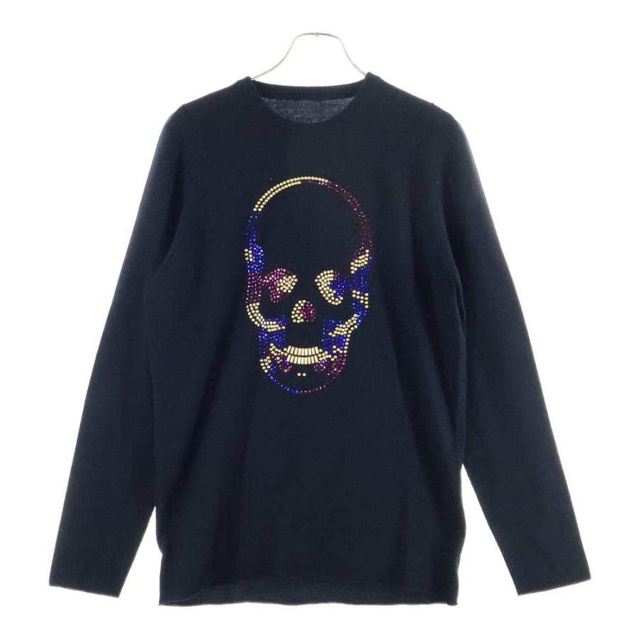 【美品】ルシアンペラフィネ カシミヤ100% スワロフスキー スカル ニット S 極美品ルシアンペラフィネスワロフスキースカルピュアカシミヤニットS