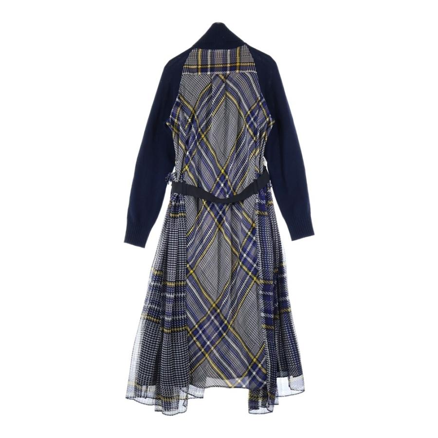 2420Aサカイ 21年 ニットドッキングワンピース 長袖 紺黒 S 2420Aサカイ 21年 ニットドッキングワンピース 長袖 紺黒 S - メルカリ