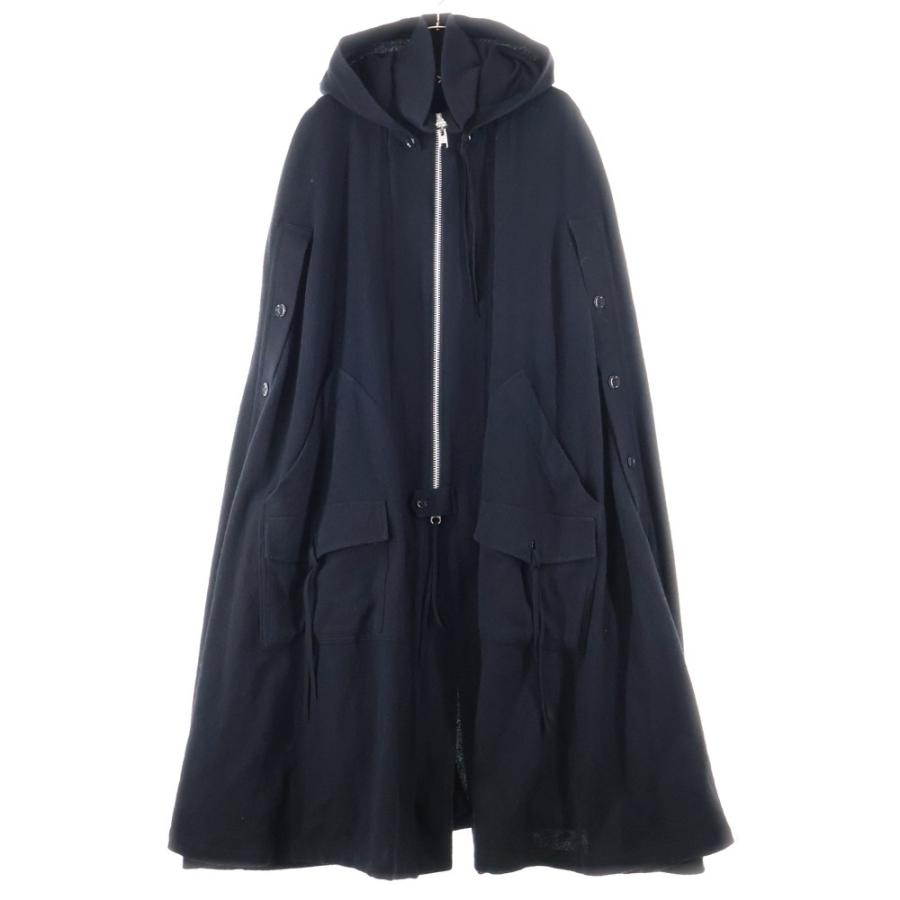 Ground Y グラウンドワイ ウール混 ジップアップフーデッド ロング