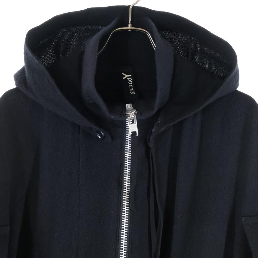 Ground Y グラウンドワイ ウール混 ジップアップフーデッド ロング