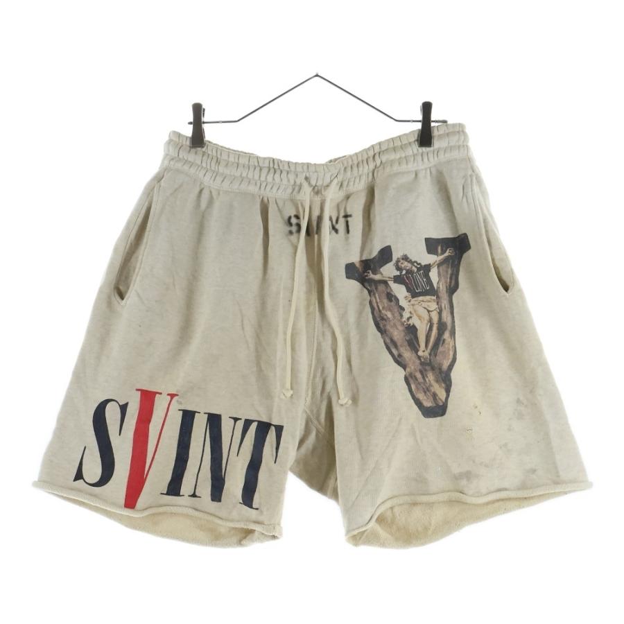 希少 セントマイケル×Vloneコラボ スウェットハーフパンツ Sサイズ セントマイケル 22SS ×VLONE SWEAT SHORTS ヴィーローン ロゴプリント