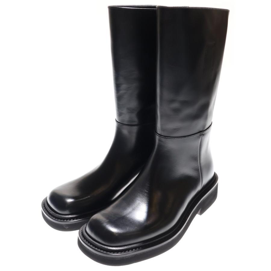 極美品　PRADA ロングブーツ ブラック レザー 36 スクエアトゥ PRADA（プラダ） スクエアトゥ プラットフォーム レザーロングブーツ
