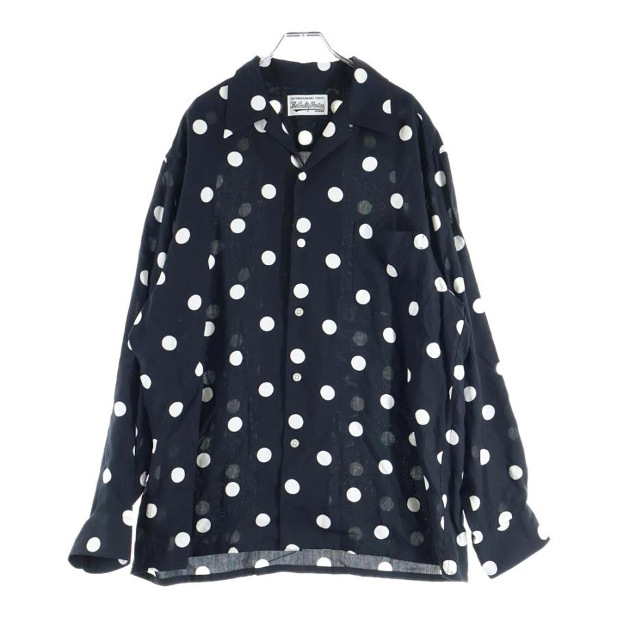 ワコマリア　ハワイアンシャツ　ドット柄 長袖 ブラック WACKO MARIA（ワコマリア） 20SS DOTS HAWAIIAN SHIRT L/S ドット柄 胸