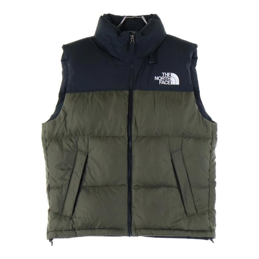 ノースフェイス　センターロゴ　ダウンベスト　ヌプシ　カーキブラウン　Mサイズ THE NORTH FACE（ザ ノースフェイス） NUPTSE VEST ロゴエンブロイ