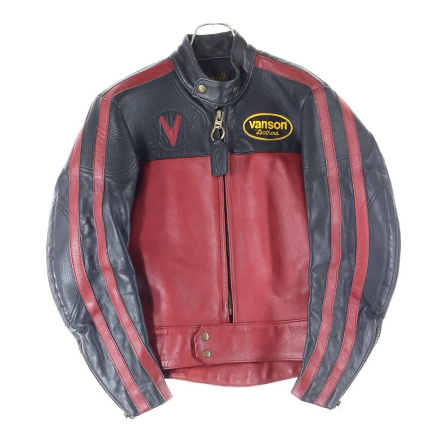 VANSON（バンソン） ロゴパッチ シングルライダース レザージャケット