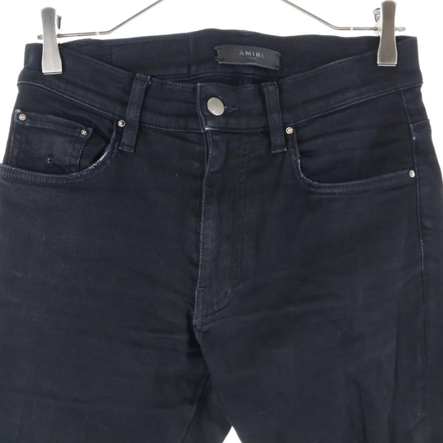 AMIRI（アミリ） ロゴレザーパッチ スキニーダメージデニムパンツ