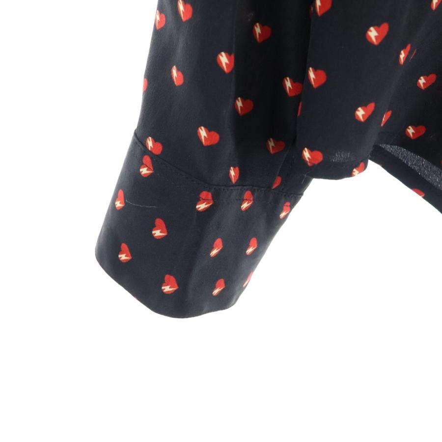 SAINT LAURENT PARIS サンローランパリ ハート 総柄 シルク 長袖 シャツ レディース ブラック 465896 Y343R SAINT LAURENT PARIS サンローランパリ ハート 総柄 シルク 長袖