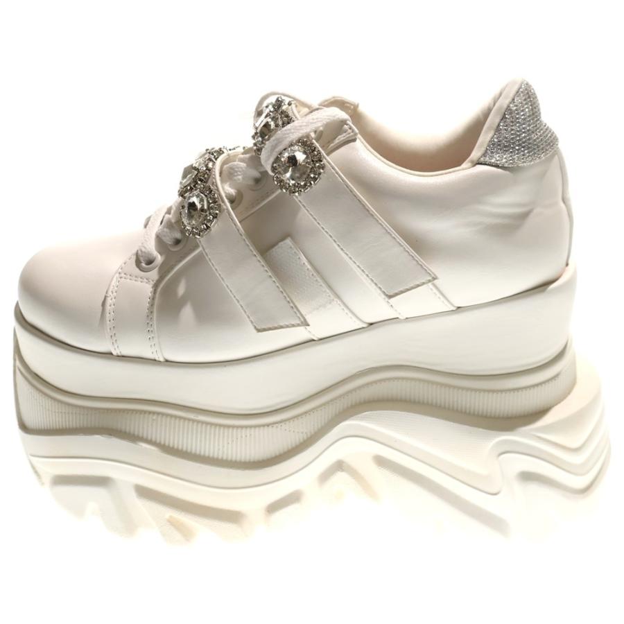 ミシェルマカロン ボリュームソールビジューベルトスニーカー Lサイズ