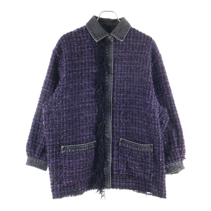 DIESEL フリンジ付きデニムジャケット　ツイード DIESEL（ディーゼル） フリンジデザイン ツイードデニム切り替え