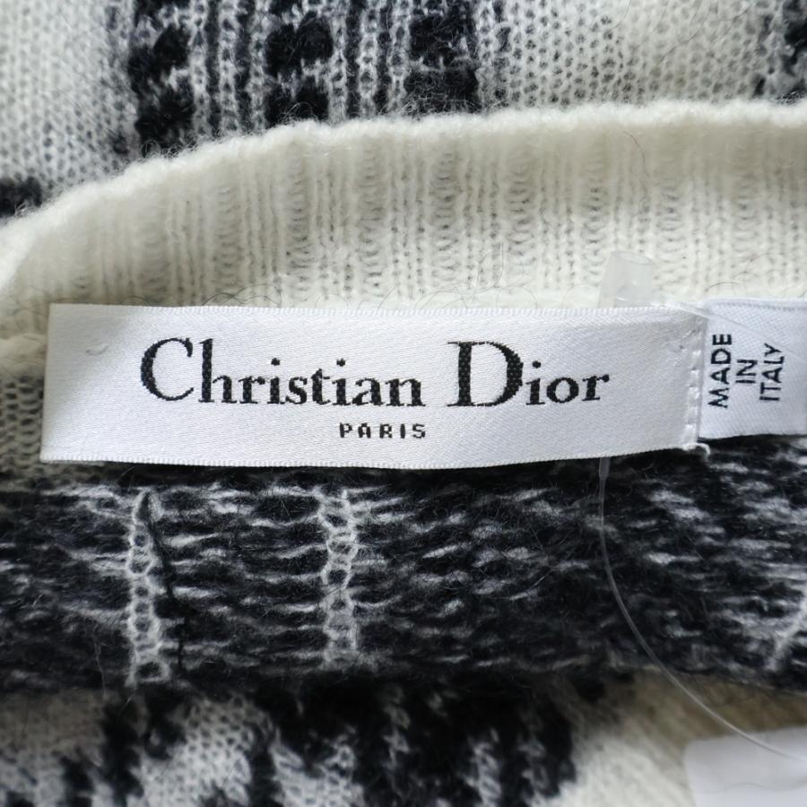 極美品 ディオール カシミヤ混 カーディガン 花柄 ロゴ ボウタイ スパンコール Christian Dior（クリスチャン・ディオール） モヘア カシミヤ混