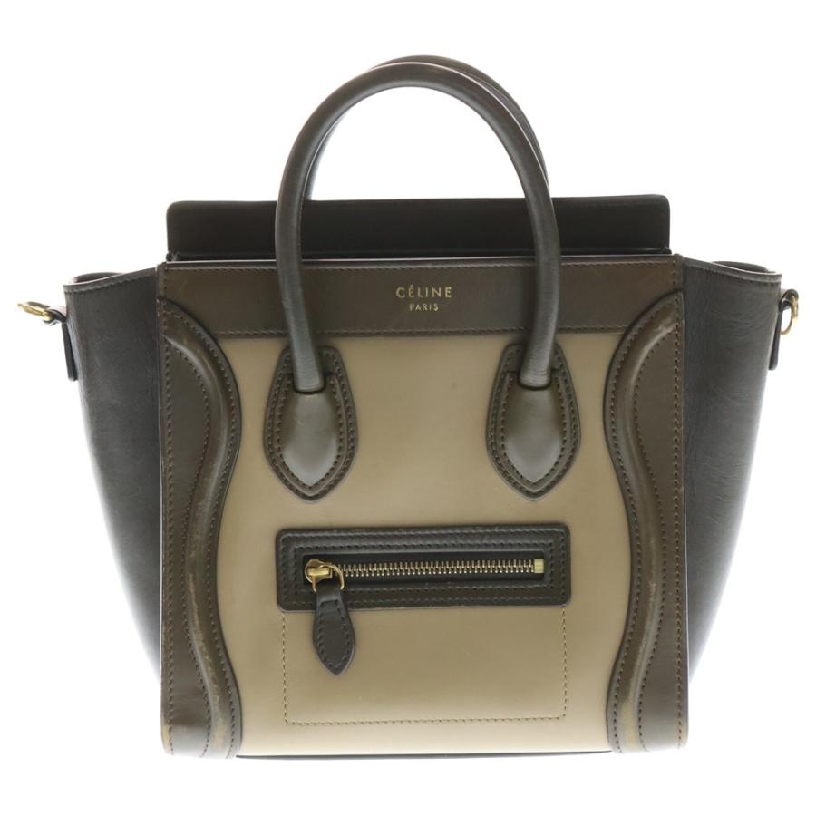 【美品】セリーヌ　ラゲージ　ショッパートート　ハンドバッグ　レザー　ブラウン CELINE（セリーヌ） ラゲージ ナノ ショッパー 2WAY レザー