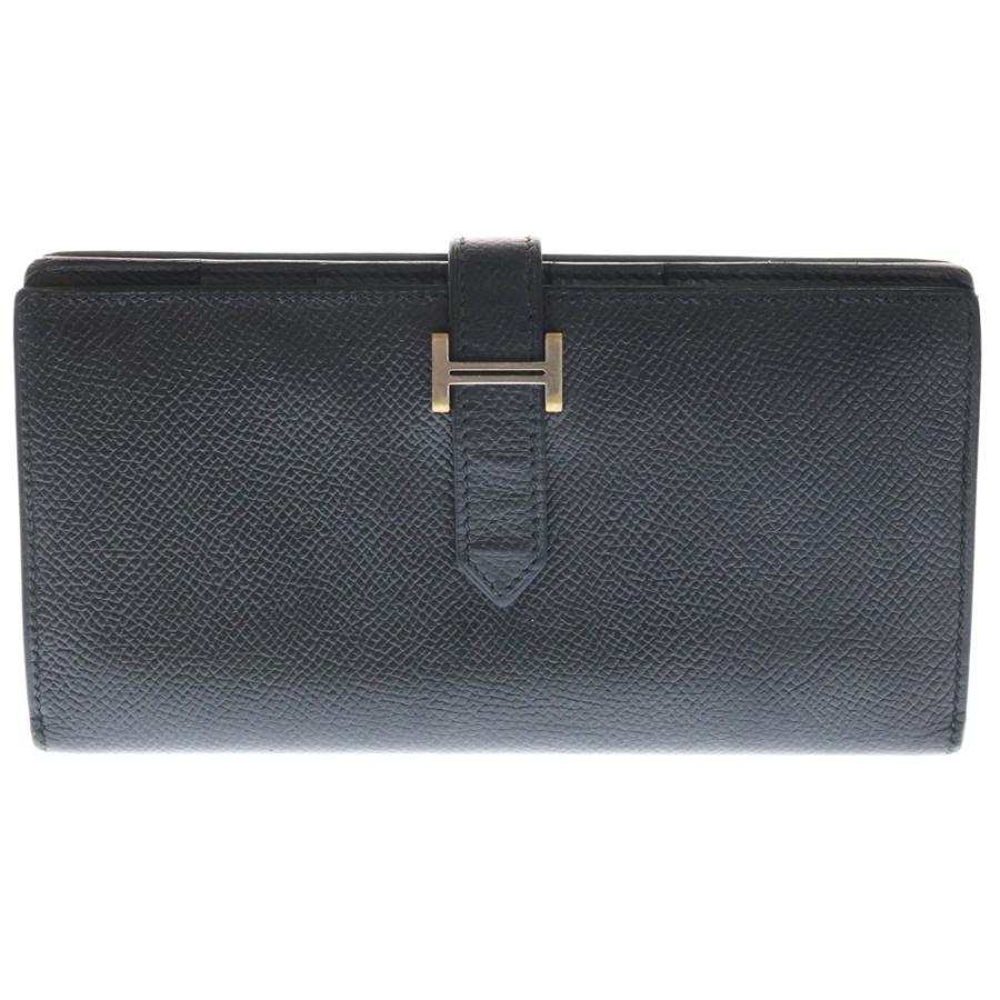 HERMES エルメス ベアンスフレ ロングウォレット 長財布 カードケース ブラック シルバー金具 □P刻印 HERMES（エルメス） ベアンスフレ ロングウォレット 長財布 カード