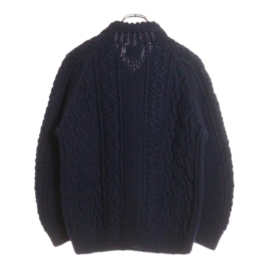 Inverallan ネイビー ケーブルニットカーディガン　L INVERALLAN（インバーアラン） 3A ウールケーブルニット レギュラー