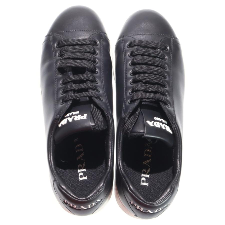 PRADA（プラダ） カーフレザー ローカット ロゴ スニーカー ブラック