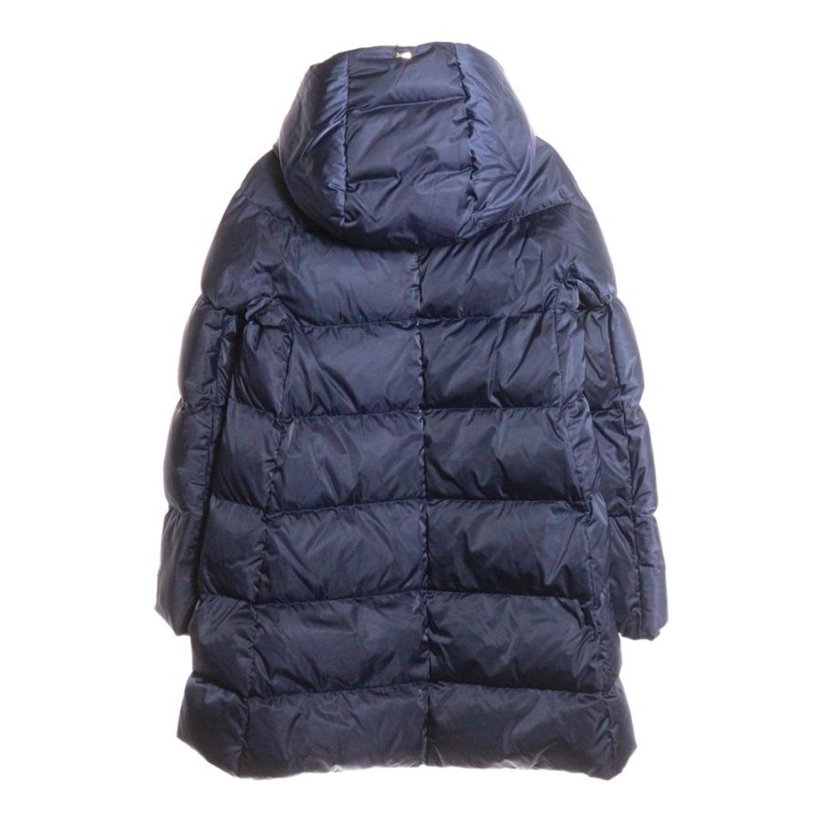 HERNO ヘルノ A-SHAPE JACKET Aシェイプ サテン フーデッド ダウンコート ジャケット レディース ブルー PI1304Dの画像