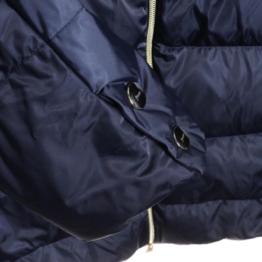 HERNO ヘルノ A-SHAPE JACKET Aシェイプ サテン フーデッド ダウンコート ジャケット レディース ブルー PI1304Dの画像