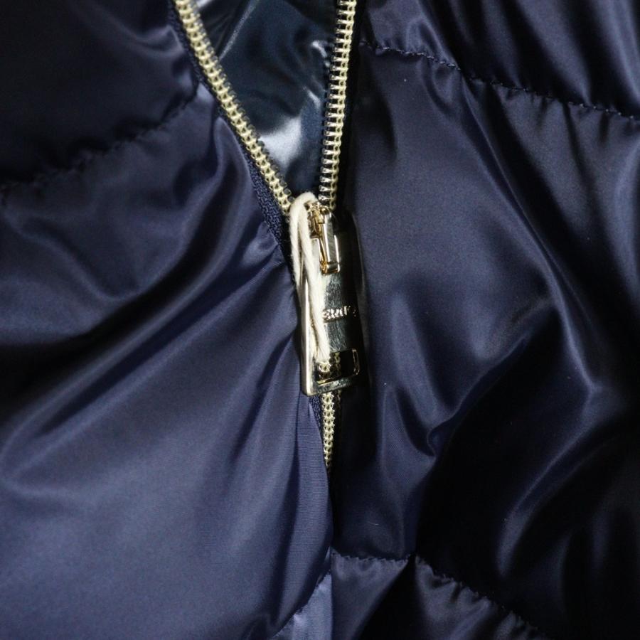 HERNO ヘルノ A-SHAPE JACKET Aシェイプ サテン フーデッド ダウンコート ジャケット レディース ブルー PI1304Dの画像