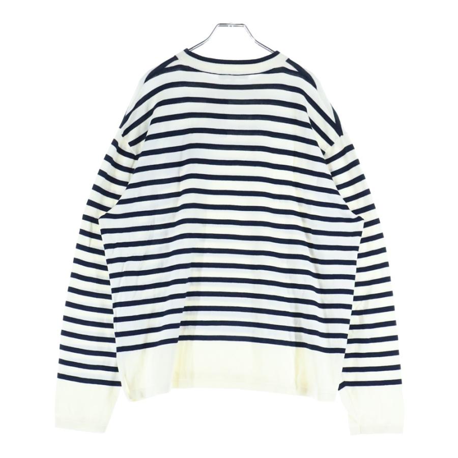 MAISON KITSUNE（メゾン キツネ） ボーダー柄 フロント刺繍 クルー 