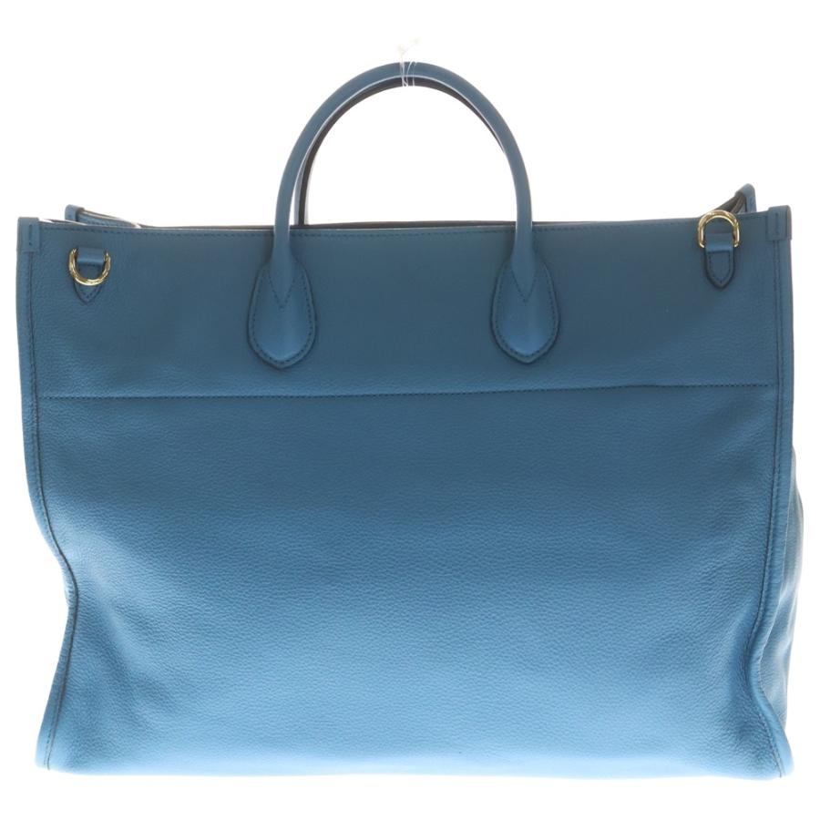 GUCCI グッチ ロゴエンボス レザー ラージトートバッグ ブルー 674837
