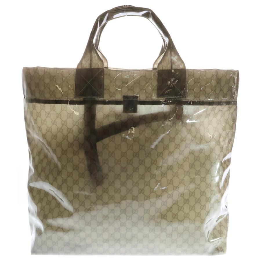 GUCCI グッチ GGシースルー PVC ビッグトートバッグ ブラウン 779510