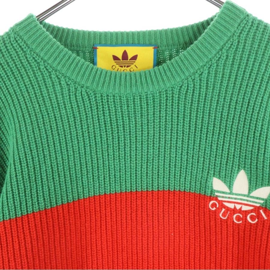 GUCCI（グッチ） ×adidas アディダス ロゴ刺繍2トーンクルーネック