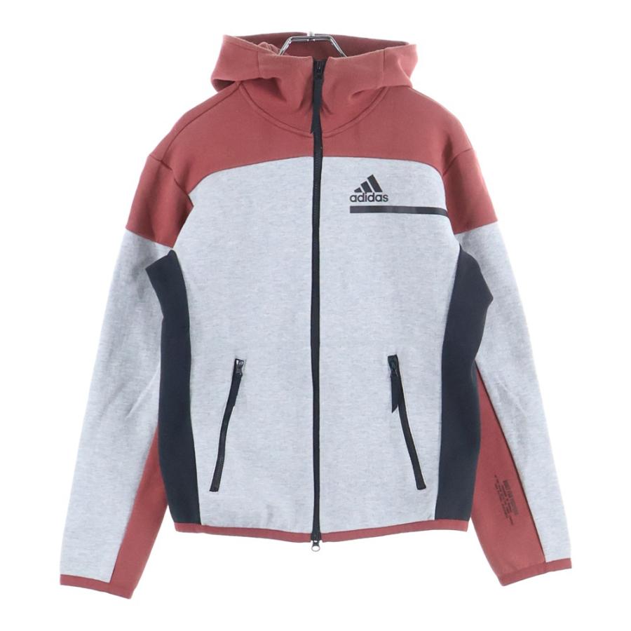 AA バーガンディ/グレー フード付きウェア adidas（アディダス） Z.N.E フロントロゴ ジップアップ フーデッド