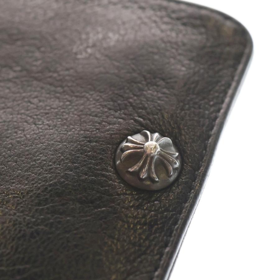 新品／ クロムハーツ レザー ウォレット ブラック 1SNAP フラワーボタン CHROME HEARTS（クロムハーツ） 1SNAP 1スナップ クロス ボールボタン