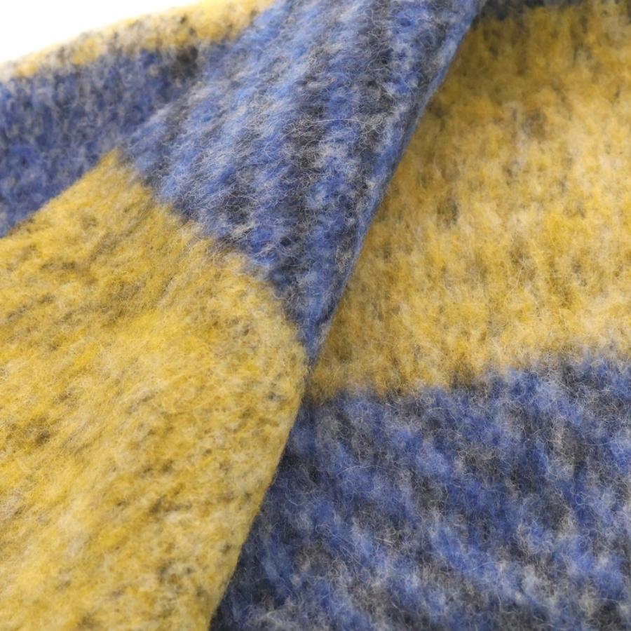 MARNI マルニ 22AW チェック柄 ロゴラベル アルパカマフラー ストール ブルー/イエロー SCMC0090Y0 MARNI（マルニ） 22AW チェック柄 ロゴラベル アルパカマフラー