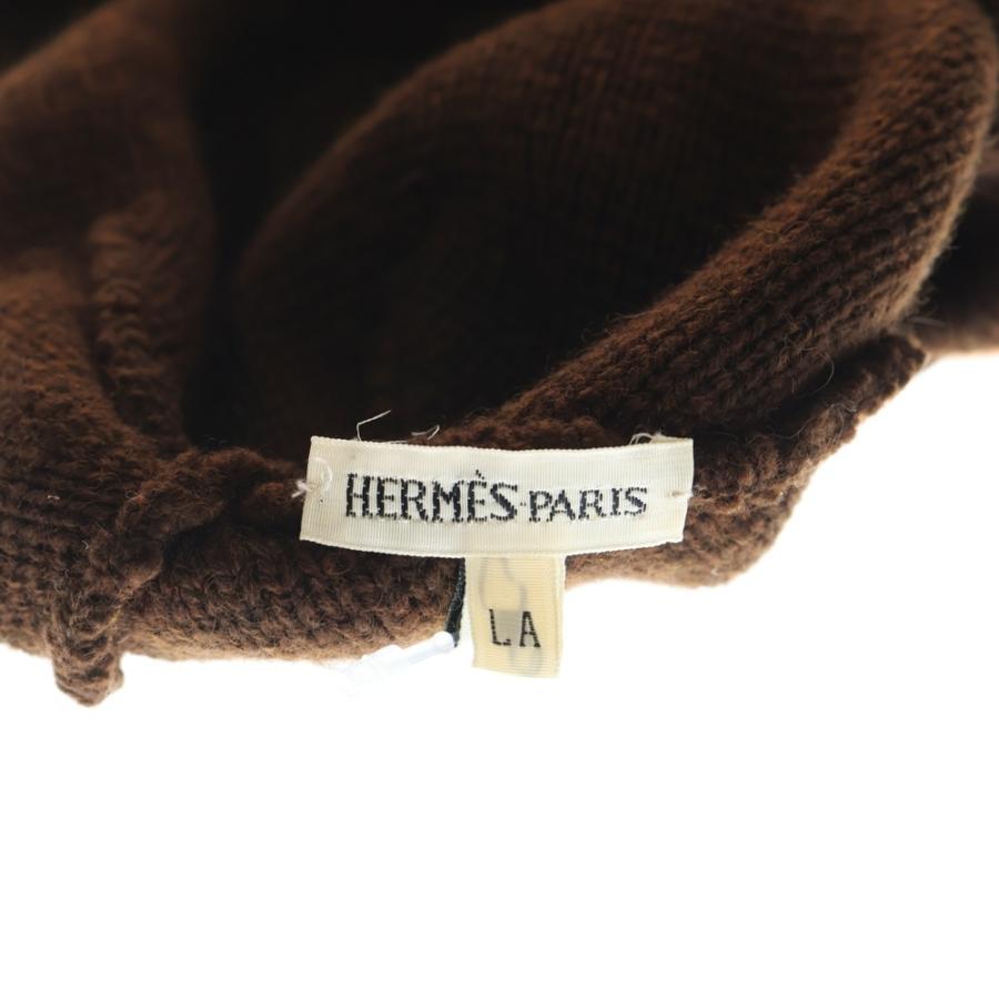 HERMES（エルメス） H ロゴ カシミヤ ニット帽 ビーニー ブラウン