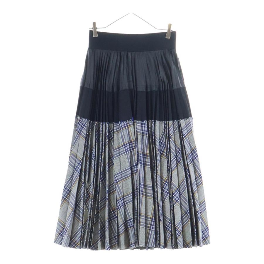 Sacai サカイ チェック柄 ドッキング プリーツロングスカート