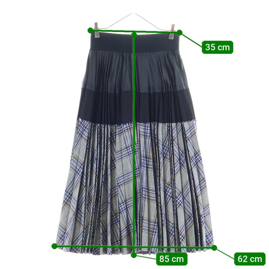 sacai（サカイ） チェック柄 ドッキング プリーツロングスカート