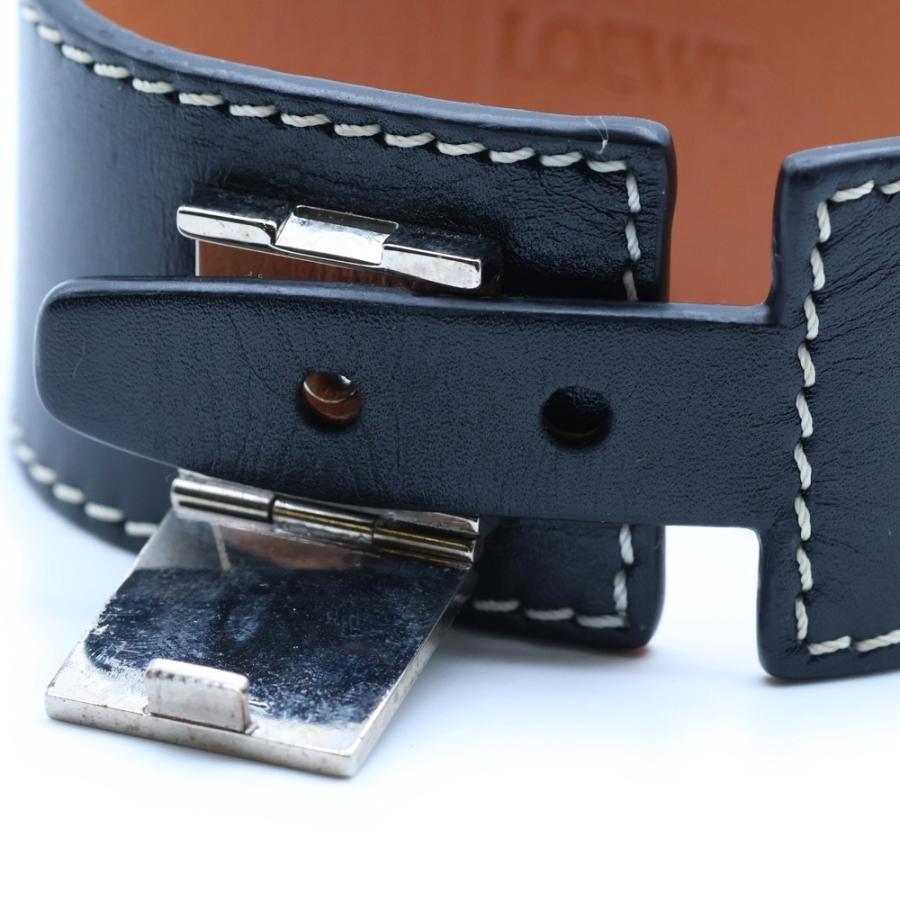 ロエベ レザーブレスレット アナグラム ブラック　黒 LOEWE（ロエベ） アナグラム レザー ブレスレット ブラック 181951