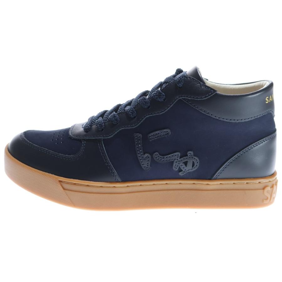 Sangacio サンガッチョ SG MID NAVY レザー ミッドカットスニーカー
