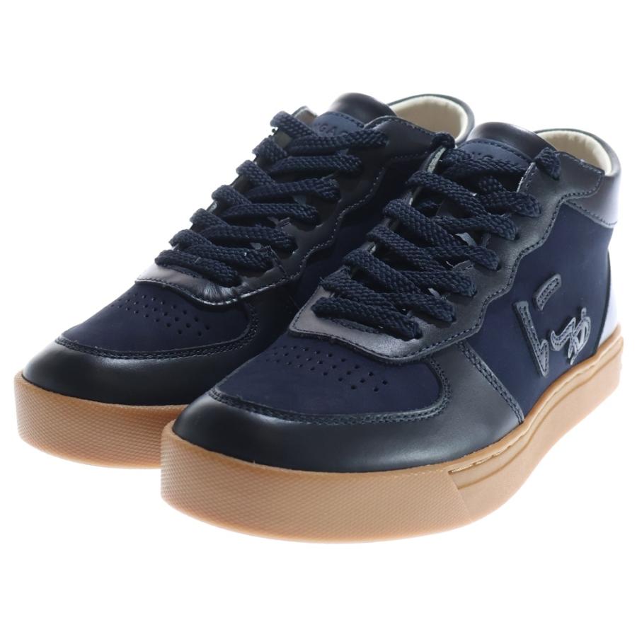 Sangacio サンガッチョ SG MID NAVY レザー ミッドカットスニーカー 