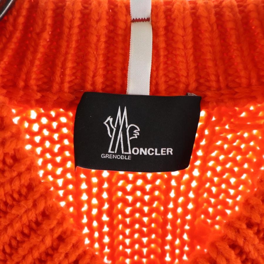 MONCLER モンクレール 22AW ウール混 サイドスナップボタン ケーブルニット クルーネックセーター オレンジ H20979C0004 MONCLER（モンクレール） 22AW ウール混 サイドスナップボタン