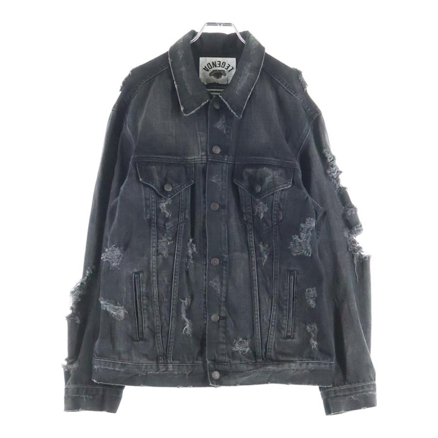 LEGENDA デニムジャケット LEGENDA レジェンダ ダメージ加工 バックスカルプリント デニム