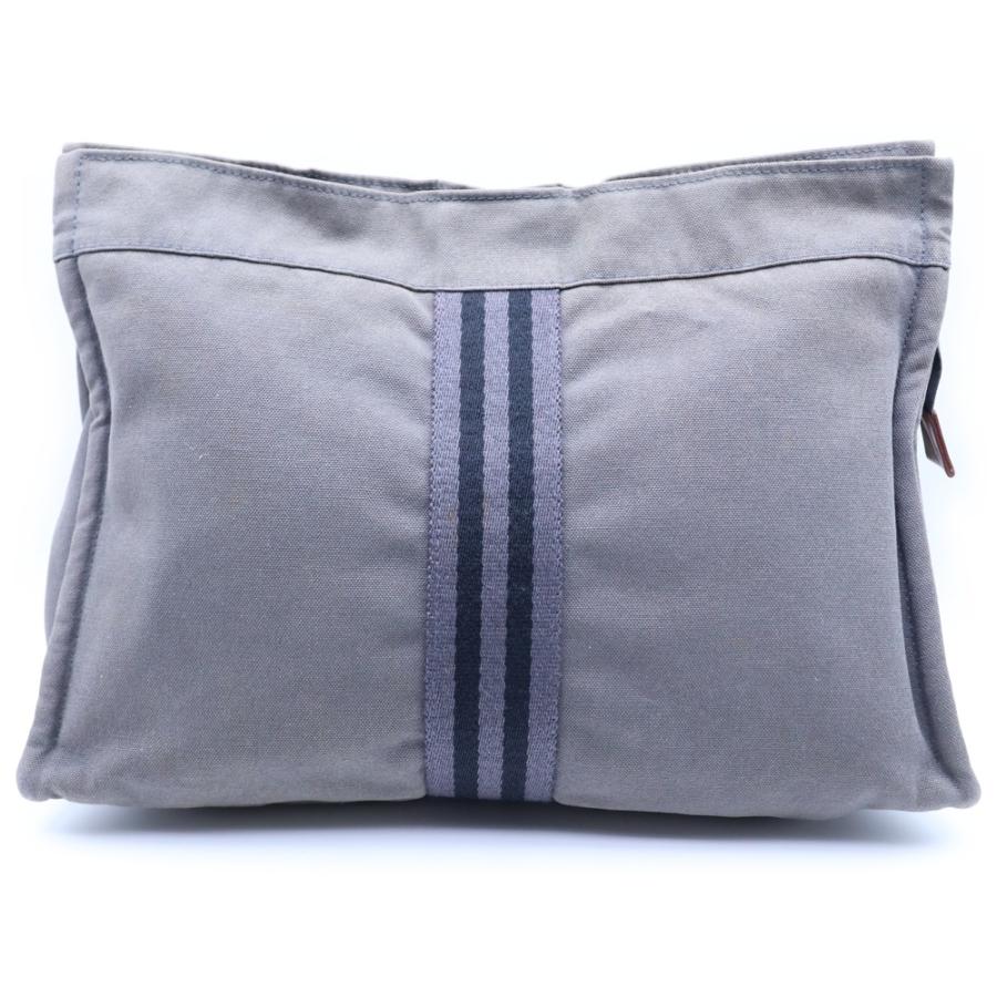 美品 エルメス HERMES クラッチバッグ フールトゥ グレー HERMES（エルメス） フールトゥ キャンバスクラッチバッグ セカンド