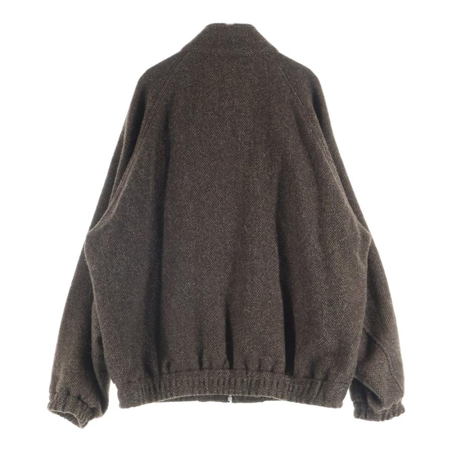 オーラリー 24AW ラマ シェットランドウール ツイード スタンドカラー ジップアップ ブルゾン ジャケット ブラウン A24AB03LSの画像