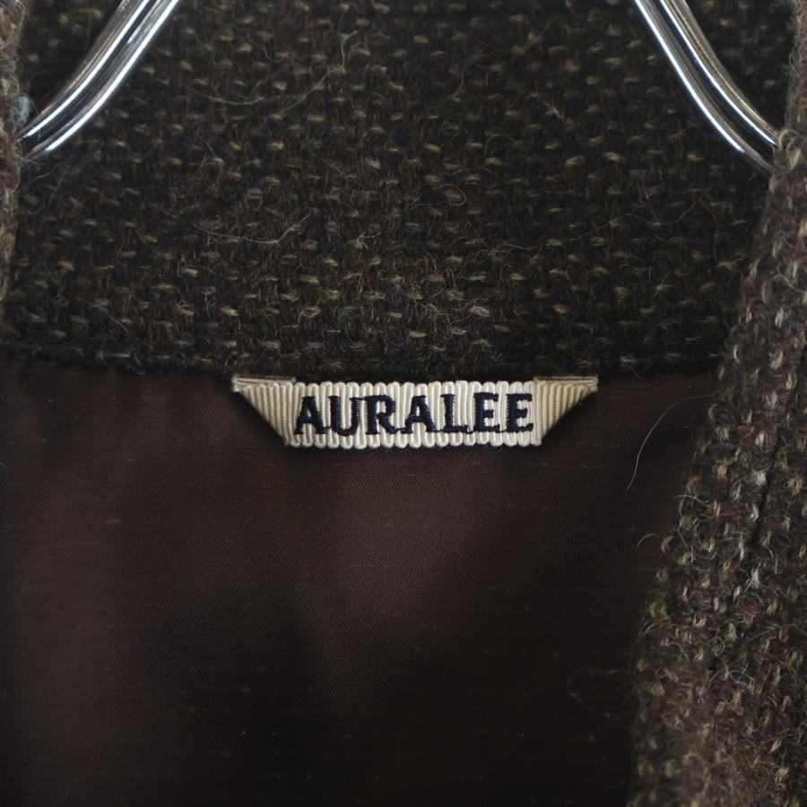 オーラリー 24AW ラマ シェットランドウール ツイード スタンドカラー ジップアップ ブルゾン ジャケット ブラウン A24AB03LSの画像