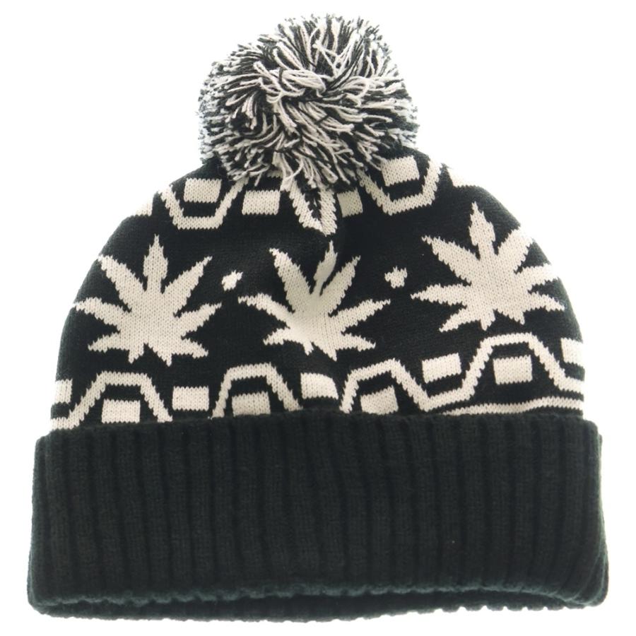 HUF（ハフ） APRES CUFF POM BEANIE 総柄 アクリルニットビーニー